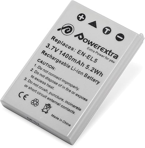 Miniatura 5 de Powerextra 2 baterías Nikon de repuesto EN-EL5 compatibles con Nikon CoolPix 3700, 4200, 5200, 5900, 7900, P3, P4, P80, P90, P100, P500, P510, P520,