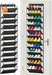 MISSLO 36 Pairs Clear Over the Door Shoe Organizer Closet Hanging Shoe Rack for Door with Large Deep Pockets Shoes Hanger Holder for Sneakers, Boots, Heels Storage (Black)
