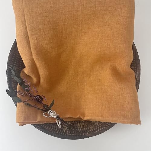 Miniatura 5 de Tela de lino suave al tacto mostaza  Material ligero y transpirable para decoración del hogar y manualidades