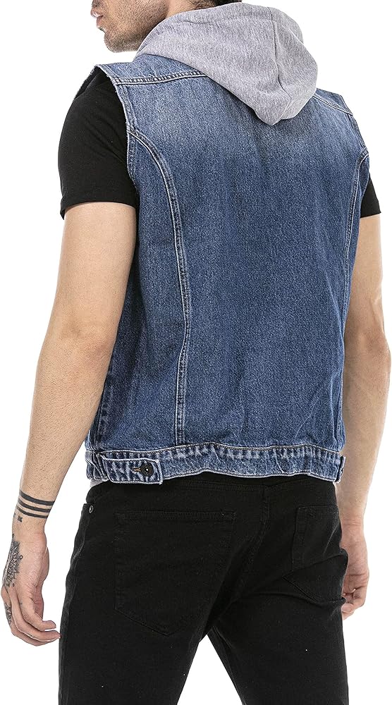 RED BRIDGE Giacca Jeans Uomo Modello Trucker Sherpa – Denim Azzurro, 100% Cotone, Taglio Attillato, Collo In Pelliccia