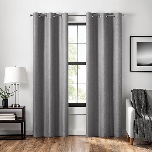 ECLIPSE Welwick - Cortina opaca con ojales en espiga y cierre magnético para ventana de dormitorio (1 panel), 40 x 84 pulgadas, color gris claro