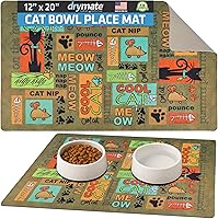 Vista 11 de Drymate Mantel individual con cuenco para gatos, tapete de alimentación de alimentos para mascotas, tela absorbente, parte trasera impermeable
