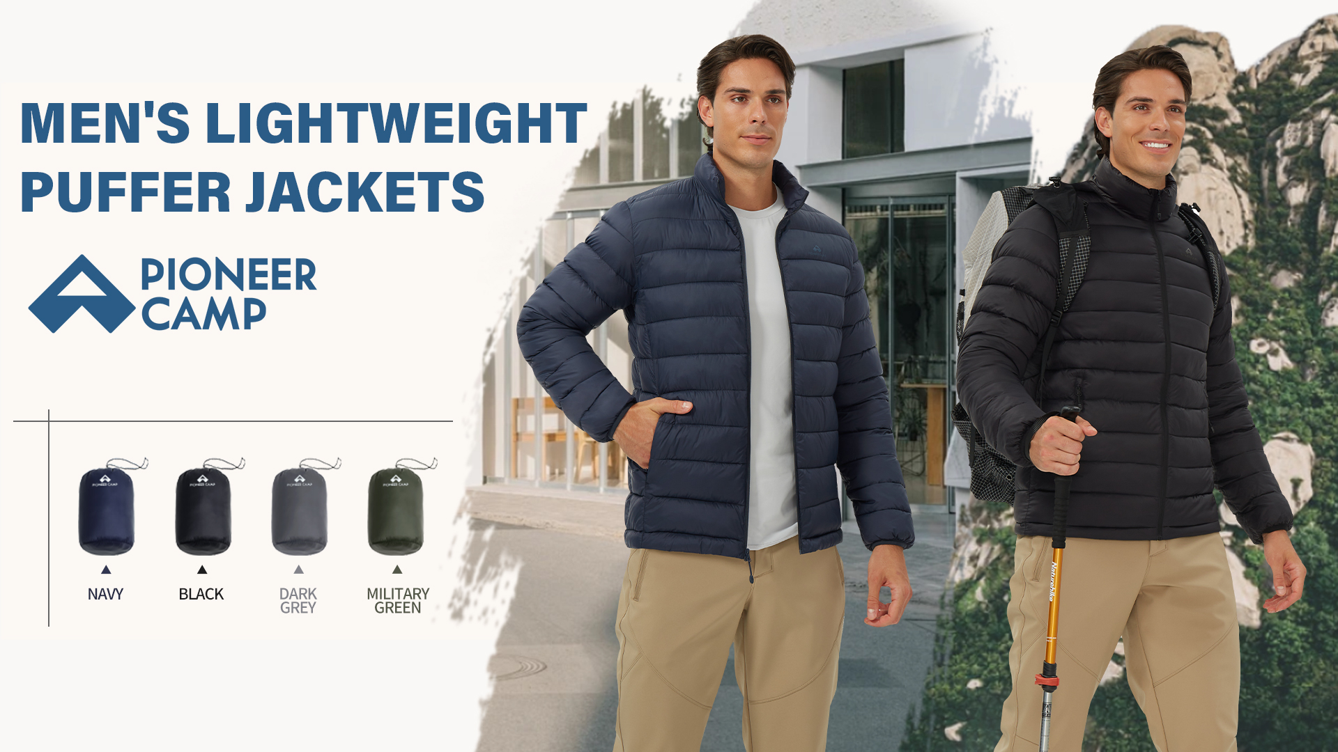 Pioneer Camp Winterjacke Herren – Packbare Daunenjacke Wasserdicht | 3 Taschen & Elastische Bündchen
