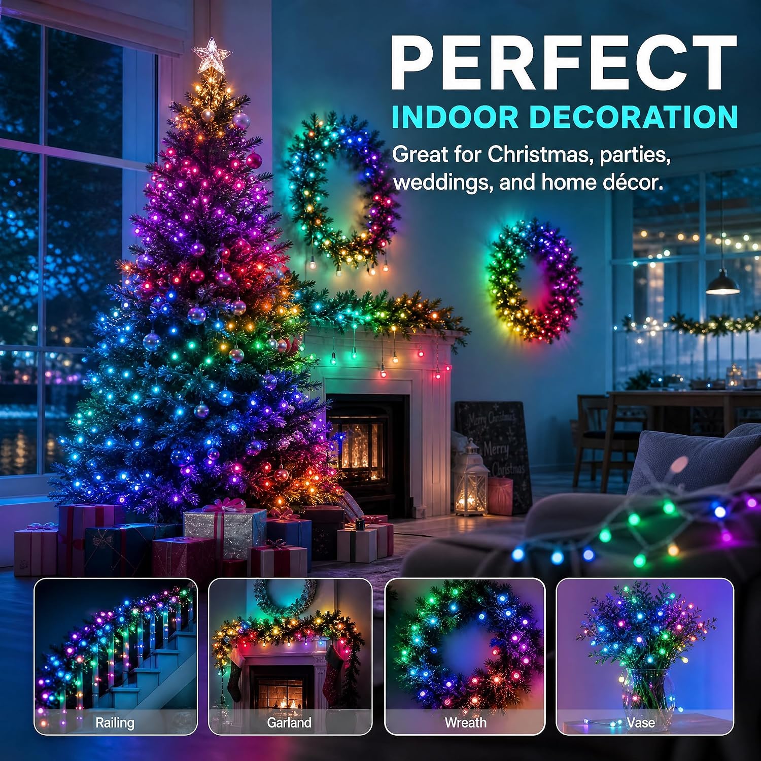 Dazzle Bright 33FT 100 LED Color Changing Christmas Halloween Lights image 2