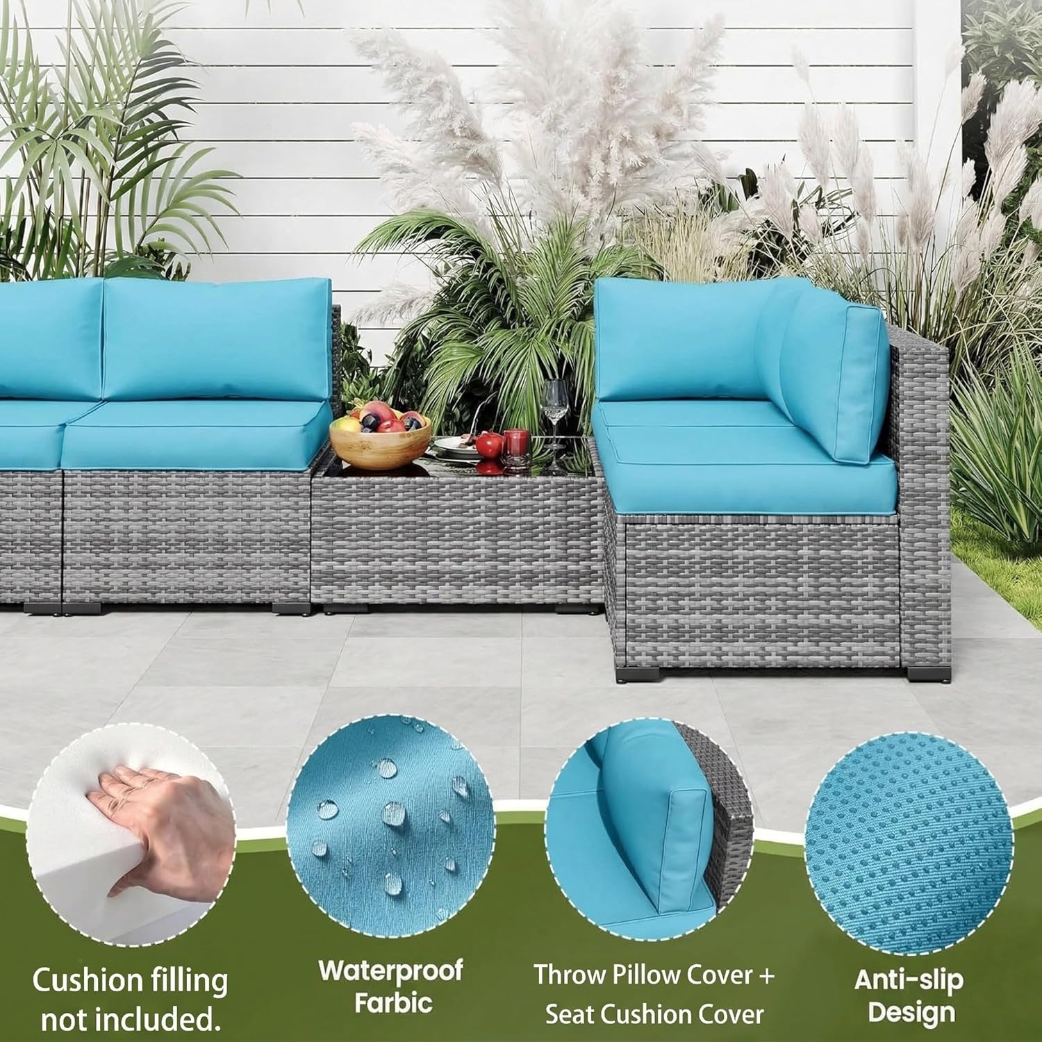 Premium Fade-Resistant Patio Cushion Covers & Outdoor Furniture Cushion Covers – Waterproof, Tear-Resistant, All-Weather, Soft & Comfortable, Perfect for Patio, Garden & Balcony Seating