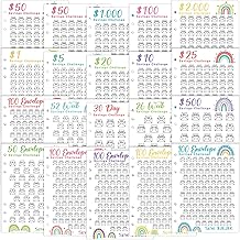 Jetec 20 Sheets Money Saving Challenge Binder Trackers with 6 Perforated Holes for 6 Ring A5 Binders 100 Envelopes Tracker Cards Money Savings Challenge Budget Planner to Save Cash(Rainbow Style)