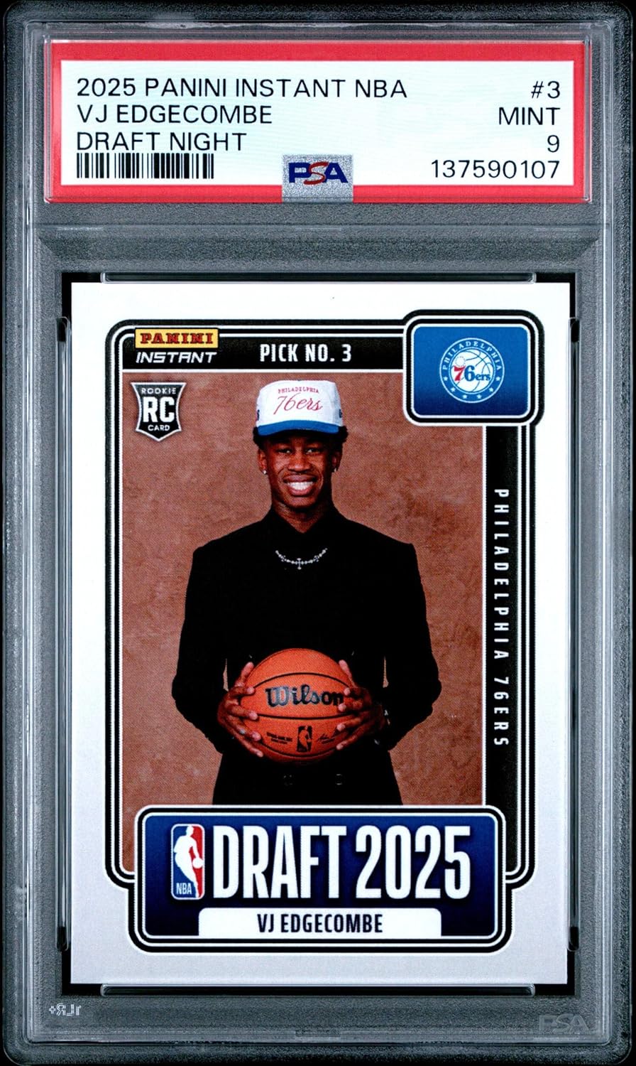 Graded 2025 Panini Instant VJ Edgecombe #3 Draft Night Rookie RC Basketball Card PSA 9 Mint