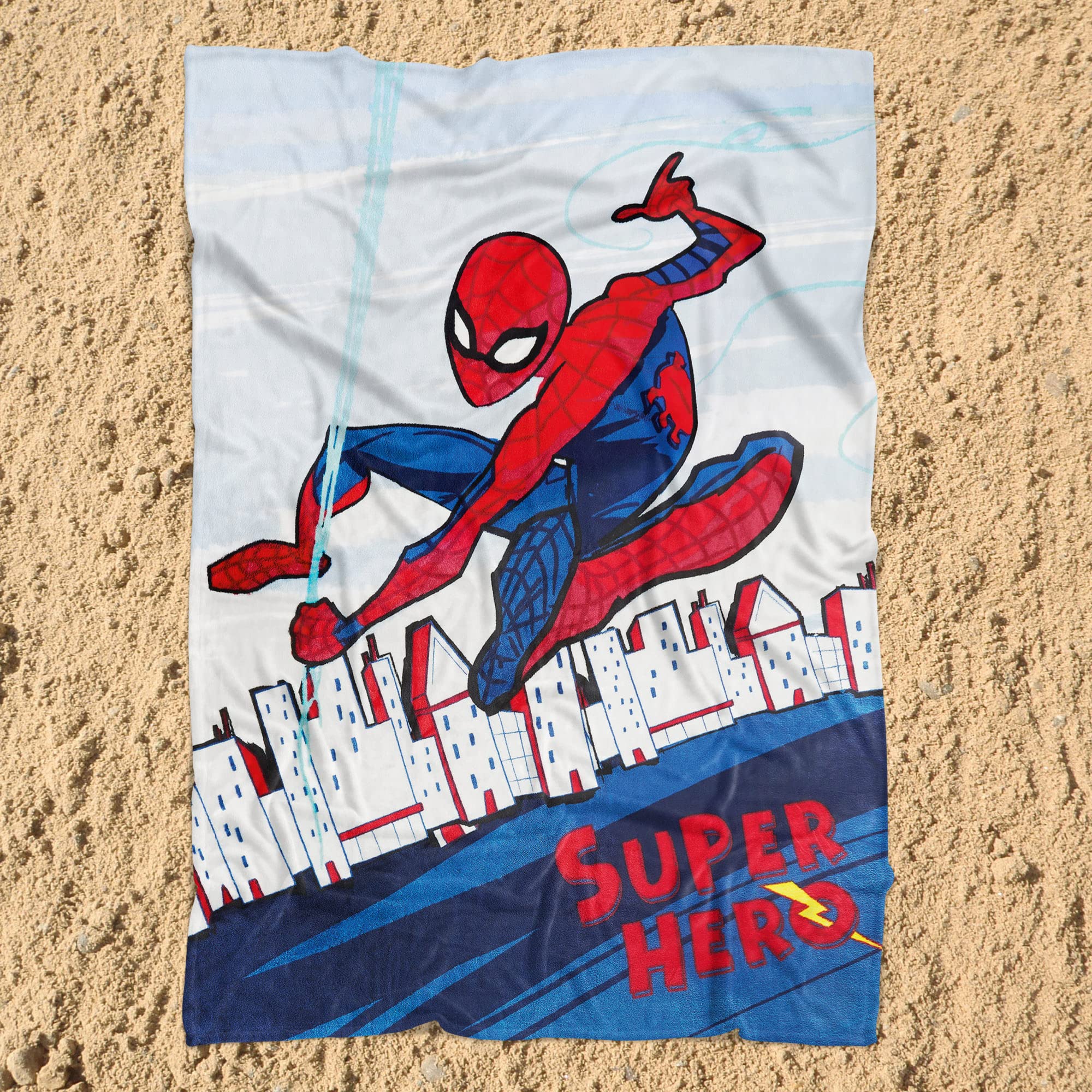 Duży koc Spider Man Super Hero 130 x 170 cm, super miękki koc polarowy koralowy, z mikropolaru, przytulny, na sofę, Spider-Man Marvel Comics Disney MCU Avengers, No Way Home, pasuje do pościeli