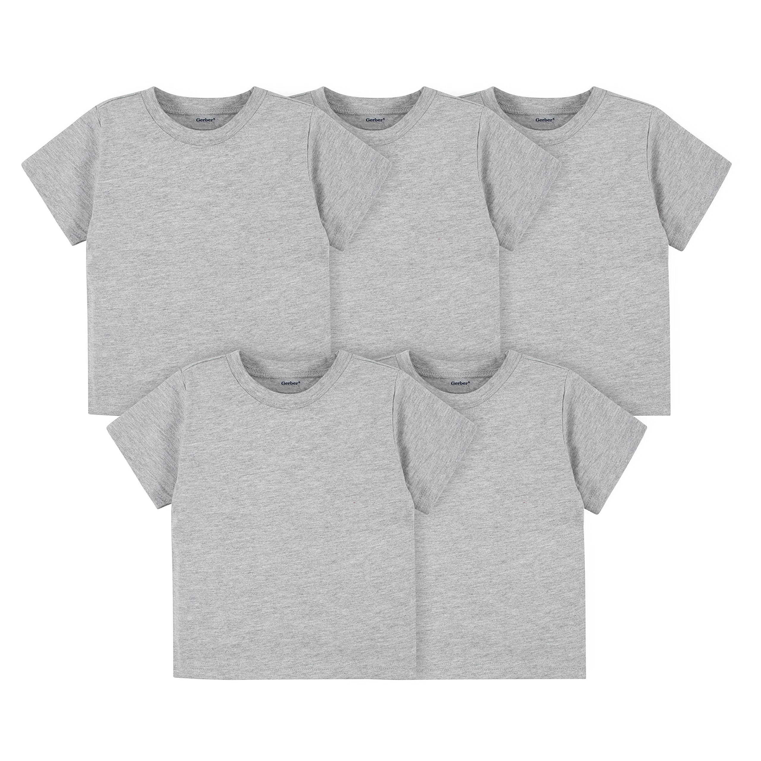 Gerber Baby Toddler 5-Pack Solid Short Sleeve T-Shirts Jersey 160 GSMOEKO-TEX STANDARD 100