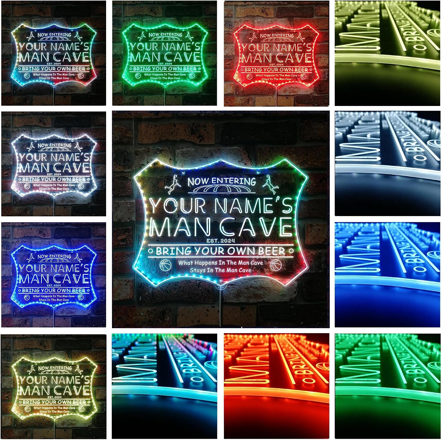 ADVPRO Personalized Your Name Basketball Man Cave Sport RGB Dynamic Glam LED Sign - Cut-to-Edge Shape - Smart 3D Decoration - Multicolor Signage st06s64-fnd-qc1-tm-c