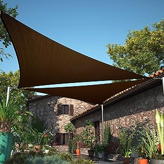 ShadeMart 8' x 8' x 8' Brown Triangle Sun Shade Sail UPF50 Canopy smTAPT08 Fabric Cloth Screen, Water Air Permeable & UV Resistant, Heavy Duty, Carport Patio Outdoor - (We Customize Size)