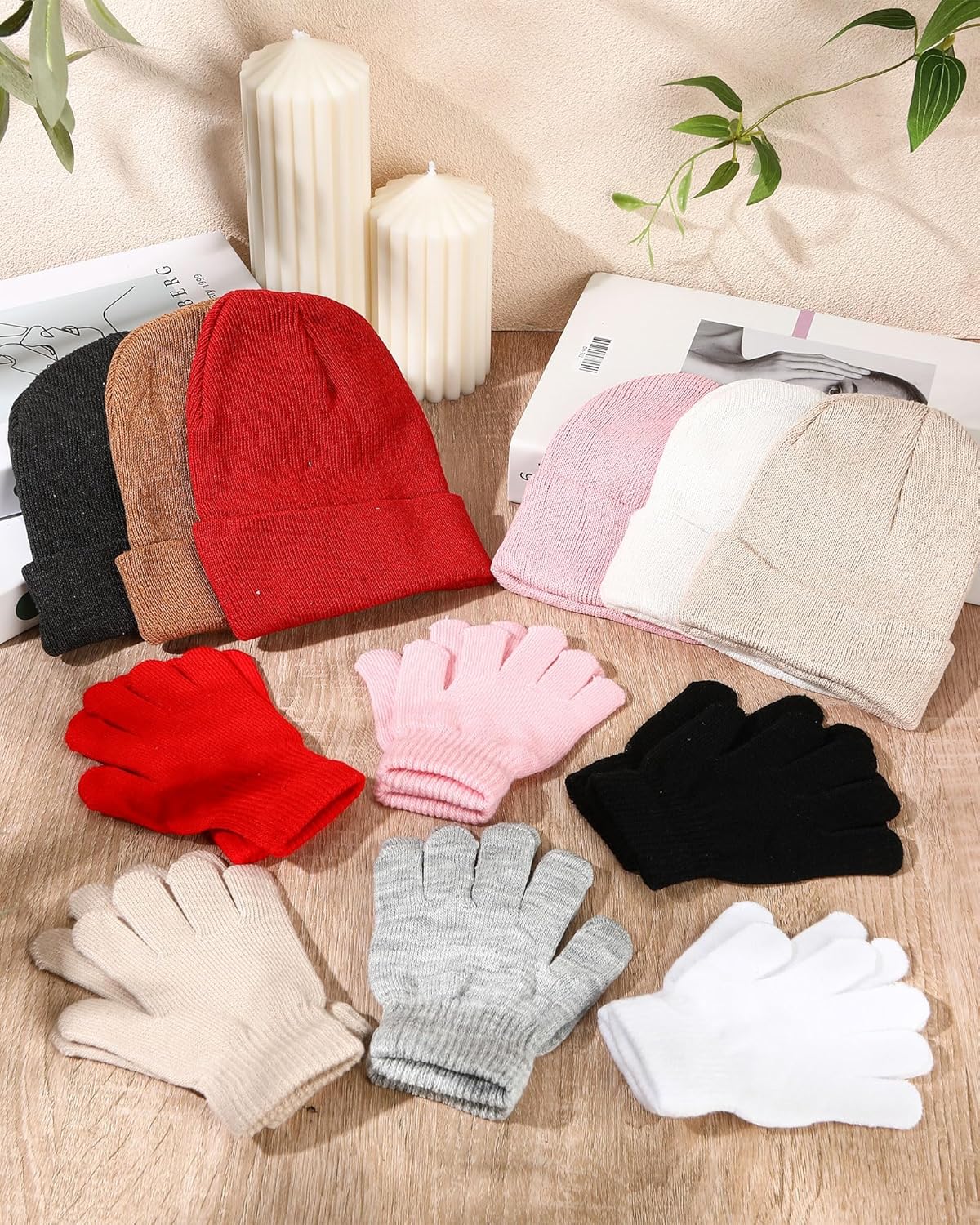 Kids Winter Beanie and Gloves Set Knit Hat Gloves Bulk Warm Unisex Cold Weather Hat for Donation - Image 6