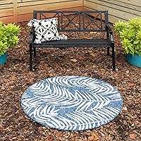 Vista 52 de Unique Loom - Tapete de la colección Outdoor Botanical, diseño de palmera (6.1 pies x 9 pies, rectangular, color azul/azul marino)