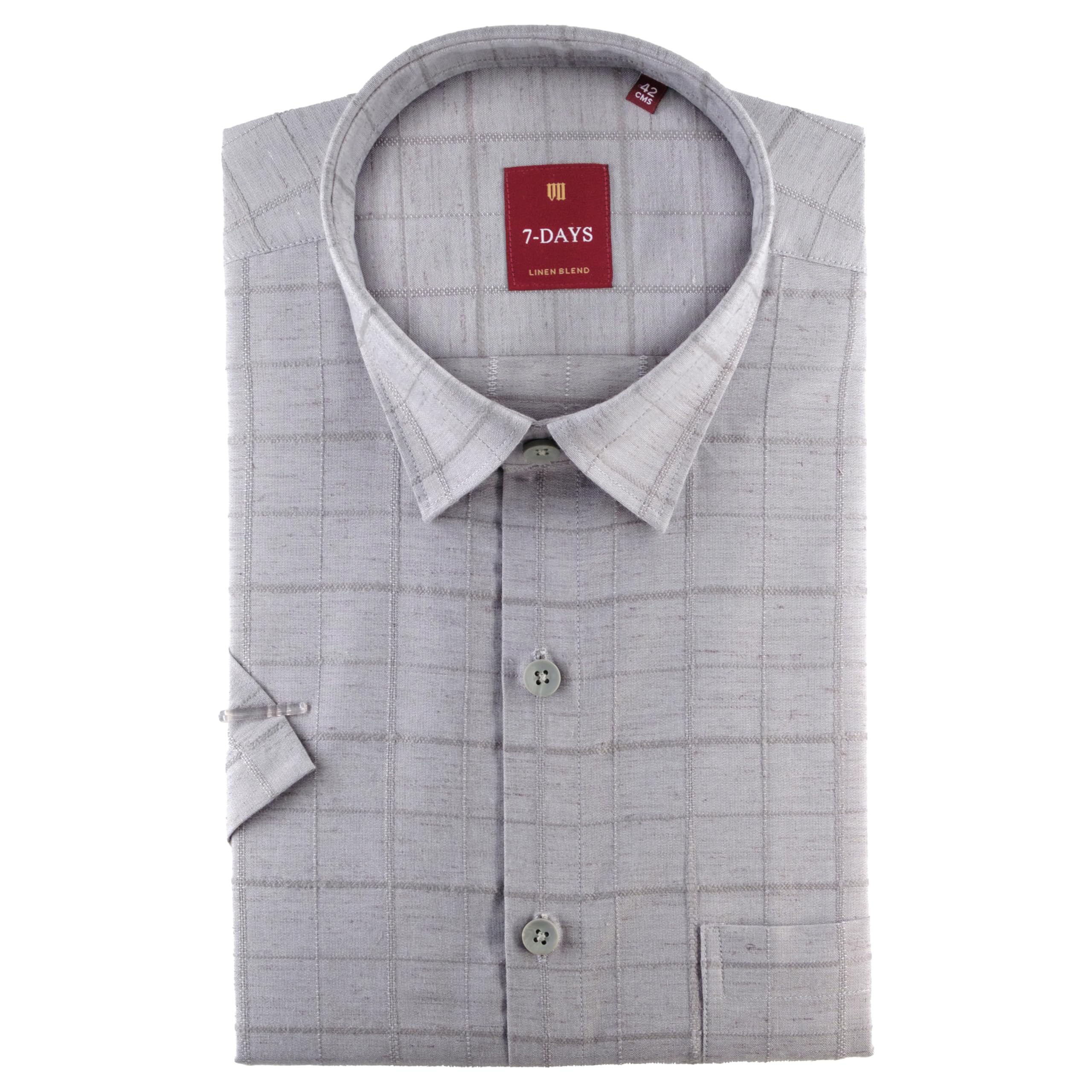 7-days Men’s Linen Cotton Blend Half Sleeve Shirt for Men | Premium Plain Shirt | Tailored Fit (Between Slim & Regular) | Stylish Office & Casual Wear | with Pocket-picture-36