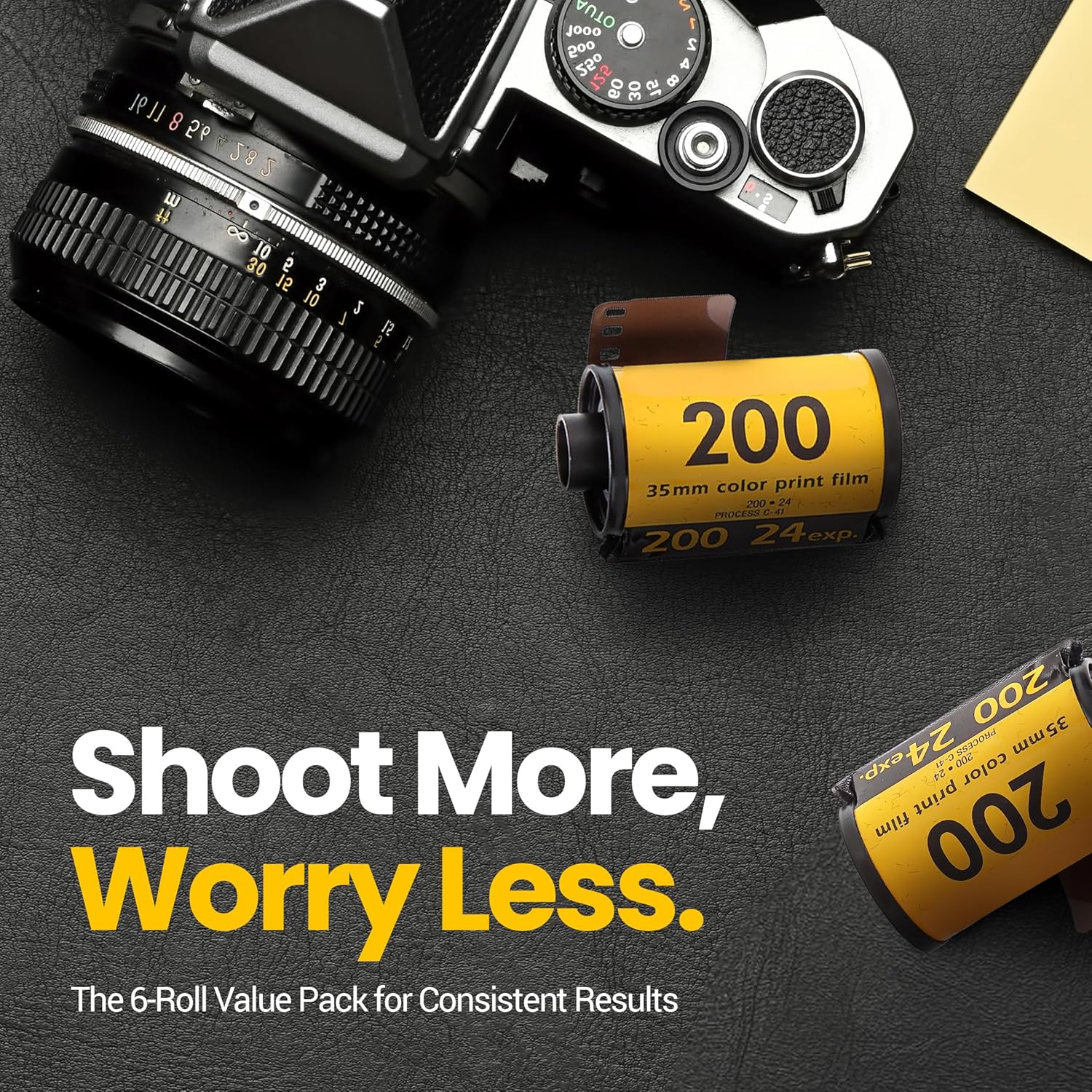 Kodak Gold 200 35mm Film Roll (24 Exposures / 144 Photos) 6 Rolls + Sturdy Tiger Film Storage Case, Black