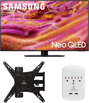 Samsung QN43QN90FAFXZA 43 Inch Neo QLED 4K QN90F Vision AI Smart TV with a Walts Medium Full Motion Mount and Amber Protection 3-Outlet-Surge Surge Protector 2025