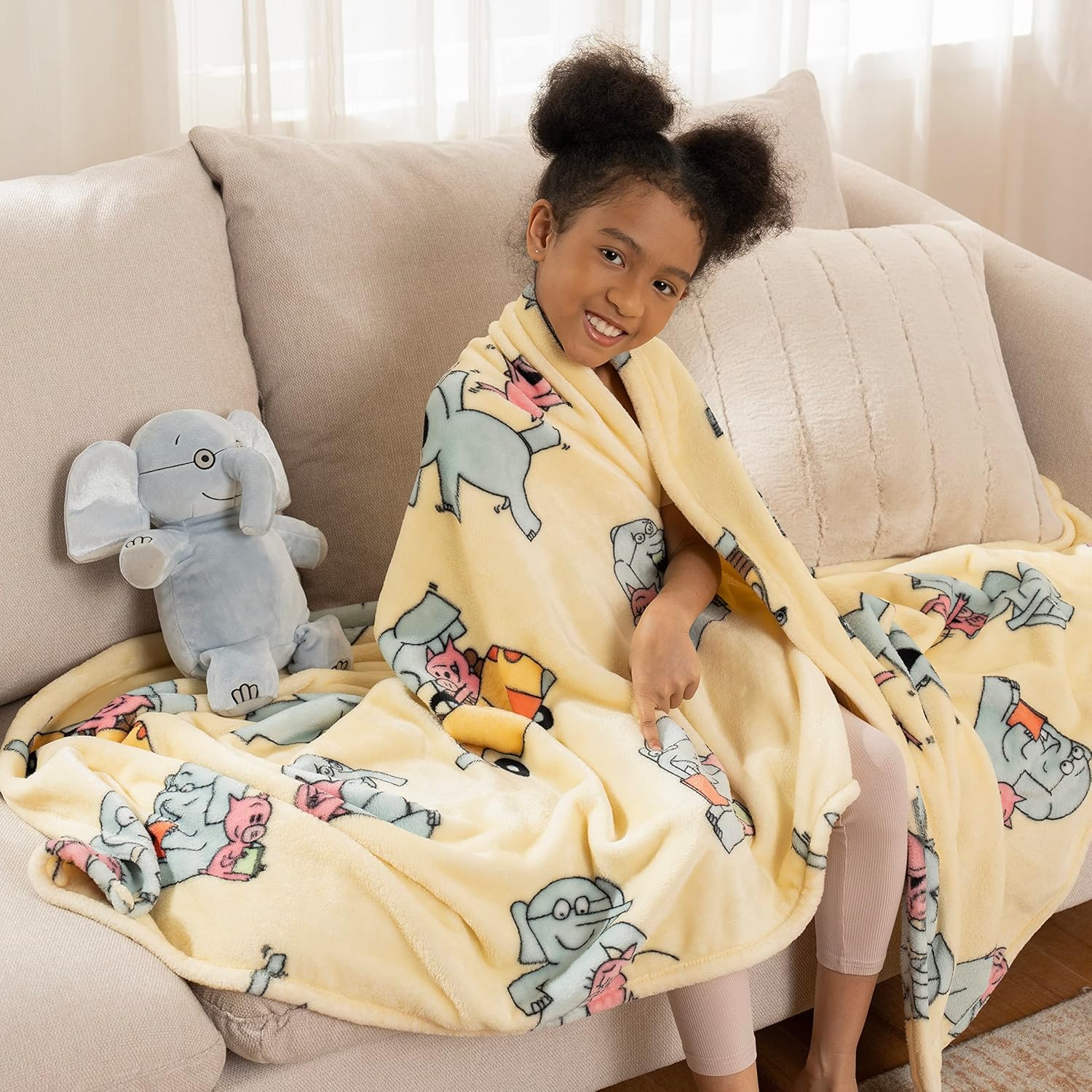 Berkshire Blanket & Mo Willems® VelvetLoft® Luxury Soft Cozy Cute Kids Throw Blanket,Gifts for Kids,Elephant & Piggie,50 in x 70 in(Official Mo Willems® Product) - Image 2