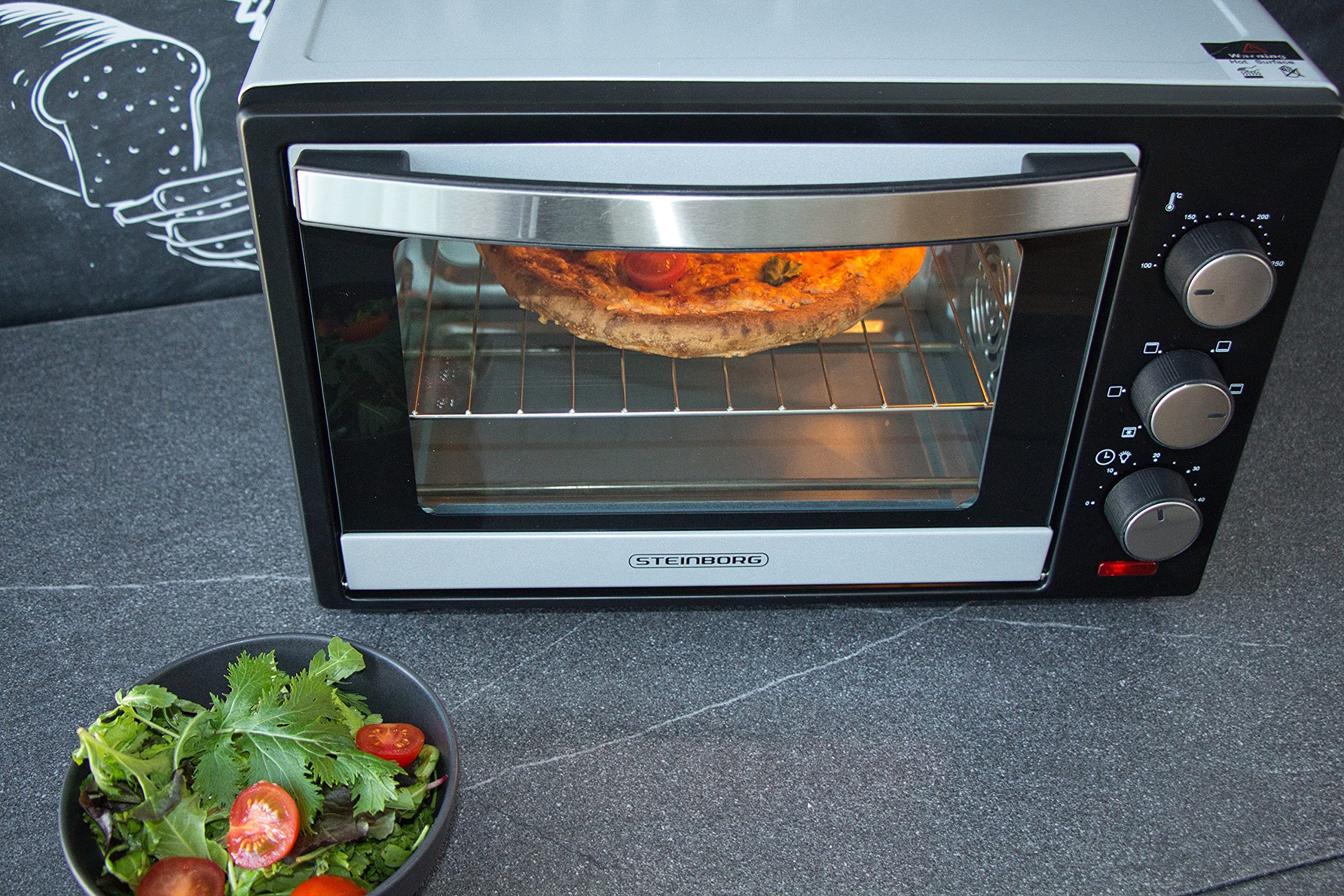 Mini horno 25 litros 1600W convección calor superior e inferior temporizador 60 min