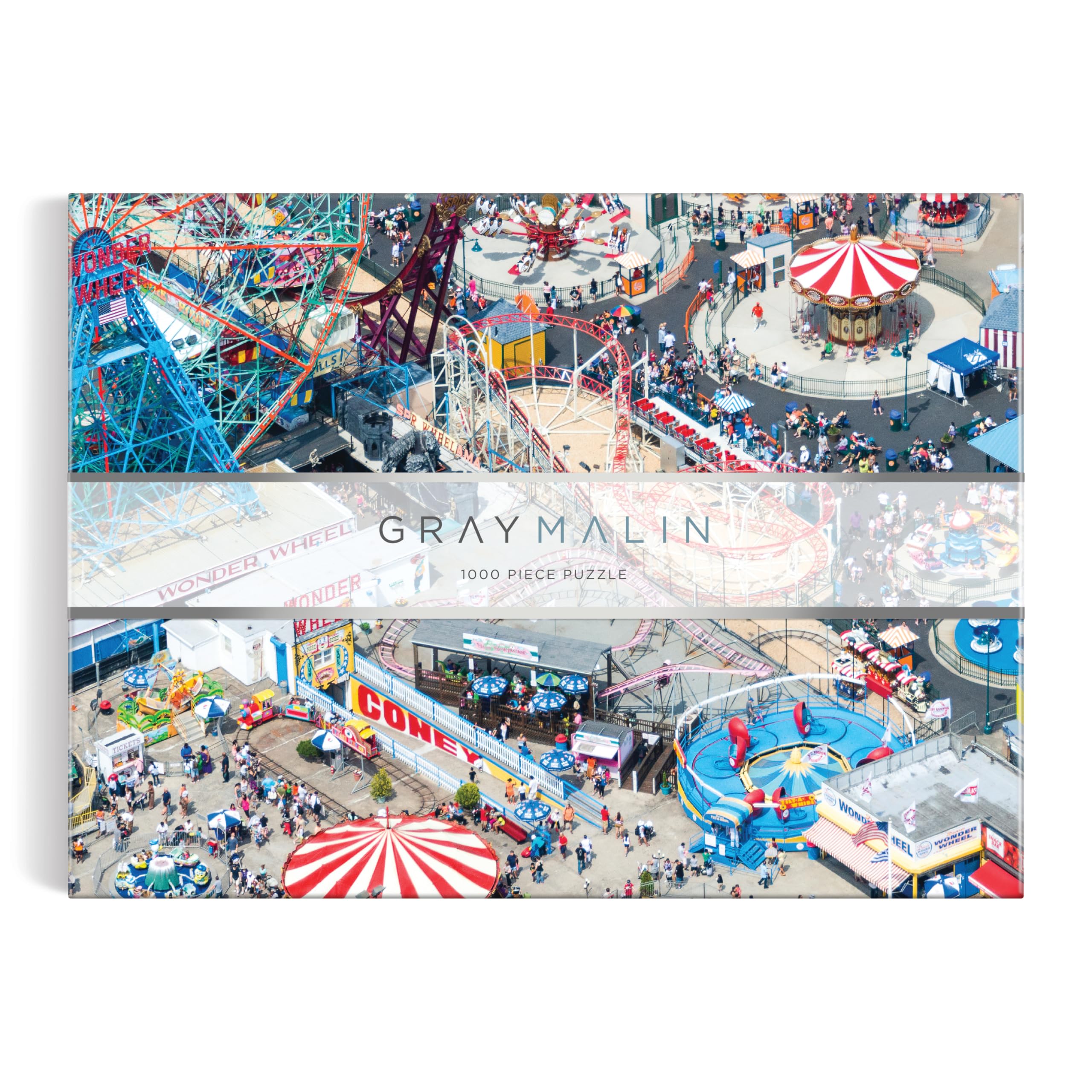 Galison Gray Malin Coney Island – 1000 Piece Puzzle with Eye Catching Aerial Photography of Iconic NYC Beach From A La Plage Artwork