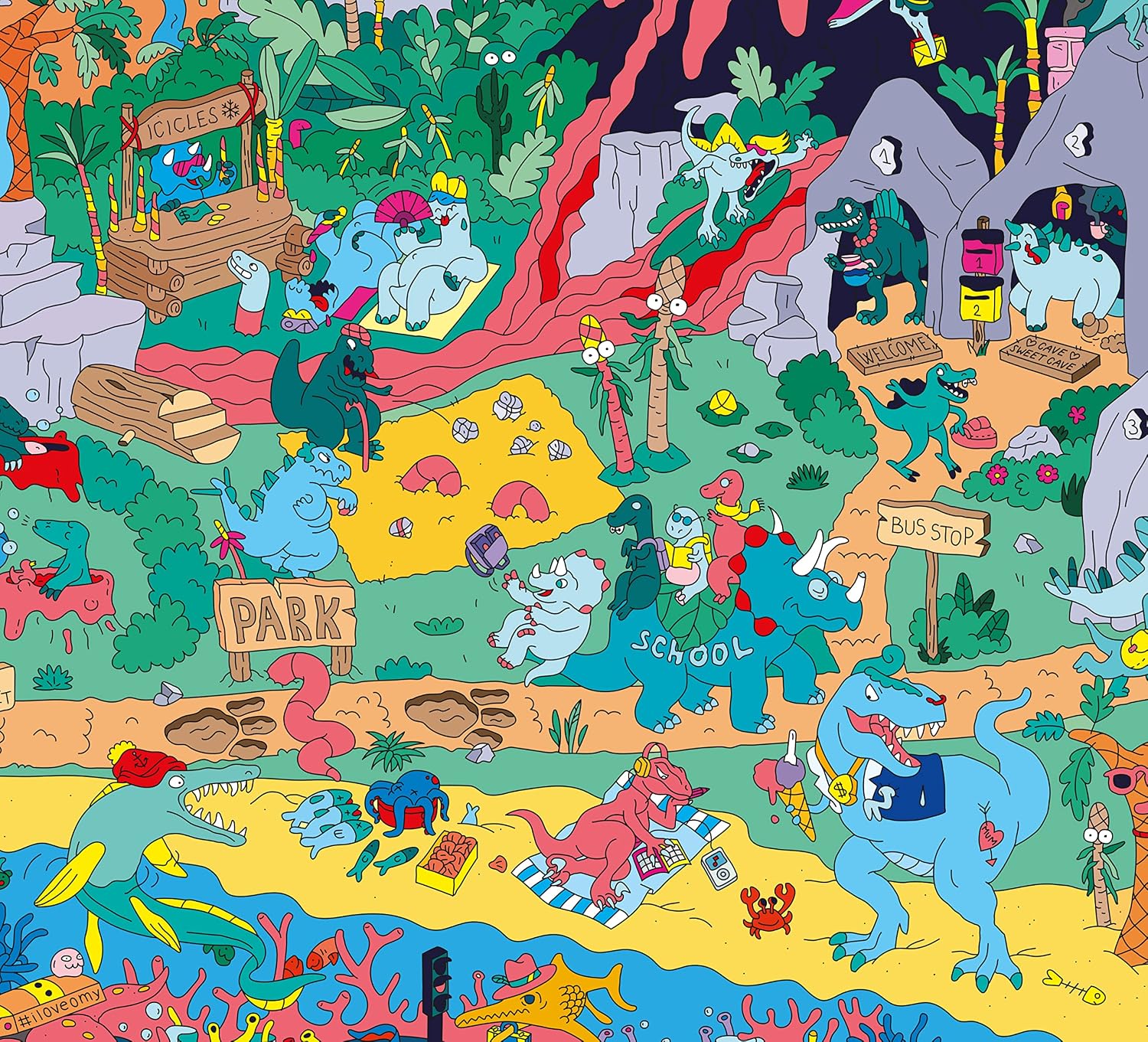 Omy Search and Find Giant Sticker Poster – Dinosaurs | Educational Prehistoric Activity | Over 100 Stickers | 40 x 28 Inches | Learn and Play Poster for Kids | Age 3 and Up