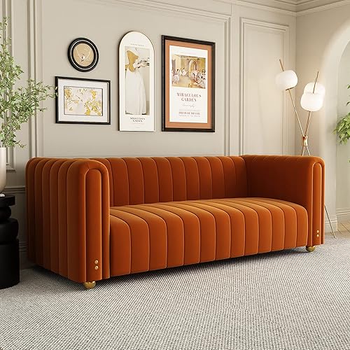 Sofá modular convertible naranja sofá biplaza con otomana moderno minimalista en forma de L para sala de estar sofá suelo sofá de 3 plazas tela de