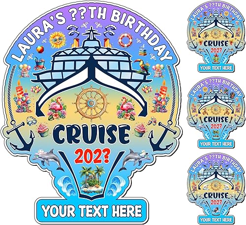 Decoración magnética para puerta de crucero de feliz cumpleaños, imán personalizado para crucero, regalo de 30, 50, 60 cumpleaños, puerta de cabaña,