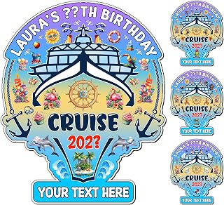 Happy Birthday Cruise Door Magnet Decorations | Personalized Birthday Cruise Cabin Magnetic | 30th 50th 60th Birthday Door Sign Gift | Stateroom Decor for Caribbean Alask Hawaii Mexico