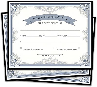 Baby Dedication Certificate, Vintage Certificates of Baby Christening Dedication, Baby Dedication Gifts for Baby Boys Girls Kids, 25 Pcs Baptism Certificates for Church -14