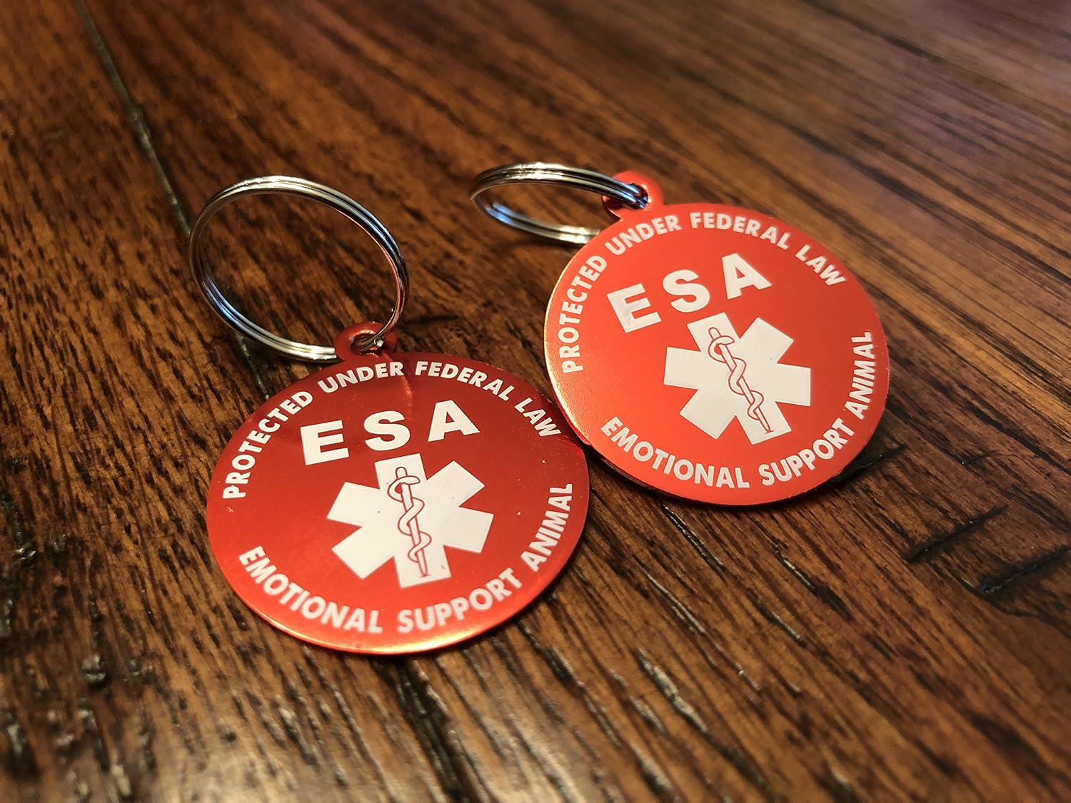 K9King ESA Small Animal Emotional Support Animal Two (2) Double Sided High Grade Extremely Lightweight Aluminum Tags .999 Inches in Diameter