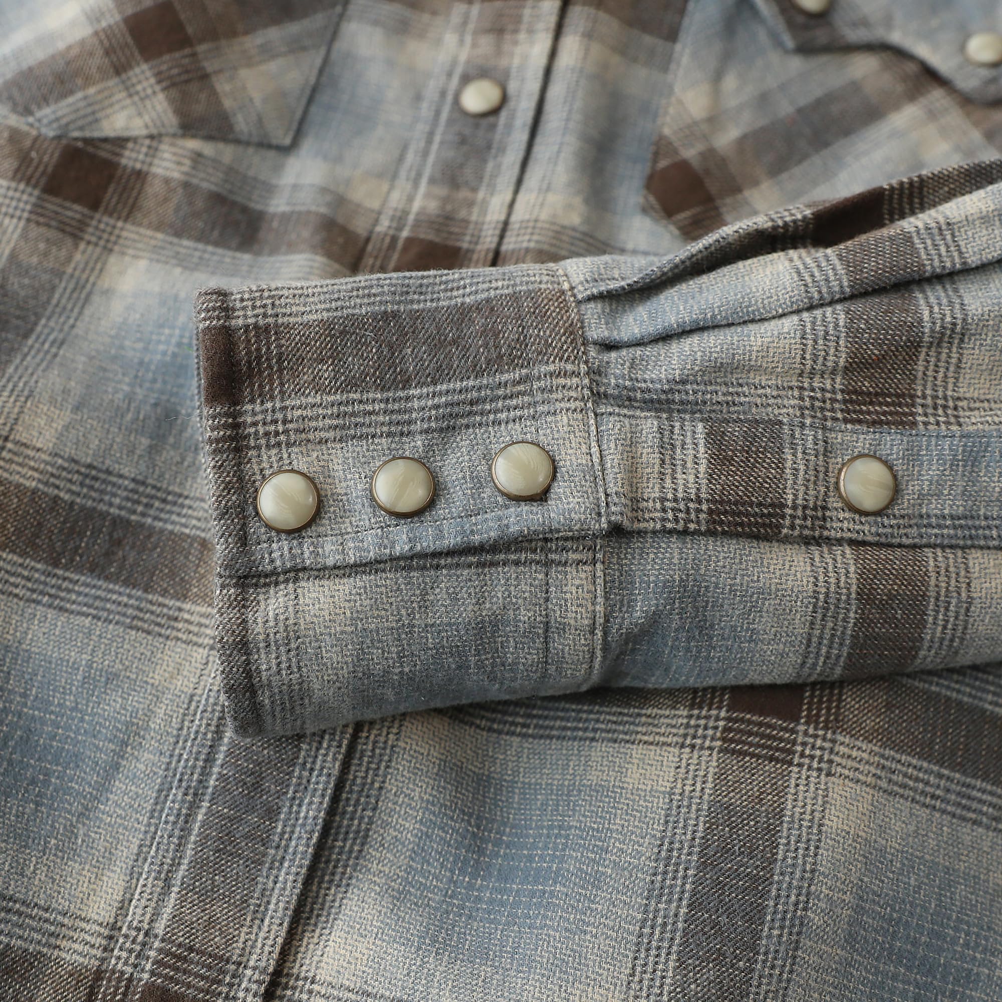 Dubinik® 6.3 oz Camicia Flanella Uomo Western Plaid Manica Lunga Vintage Bottoni a Pressione Doppia Tasca