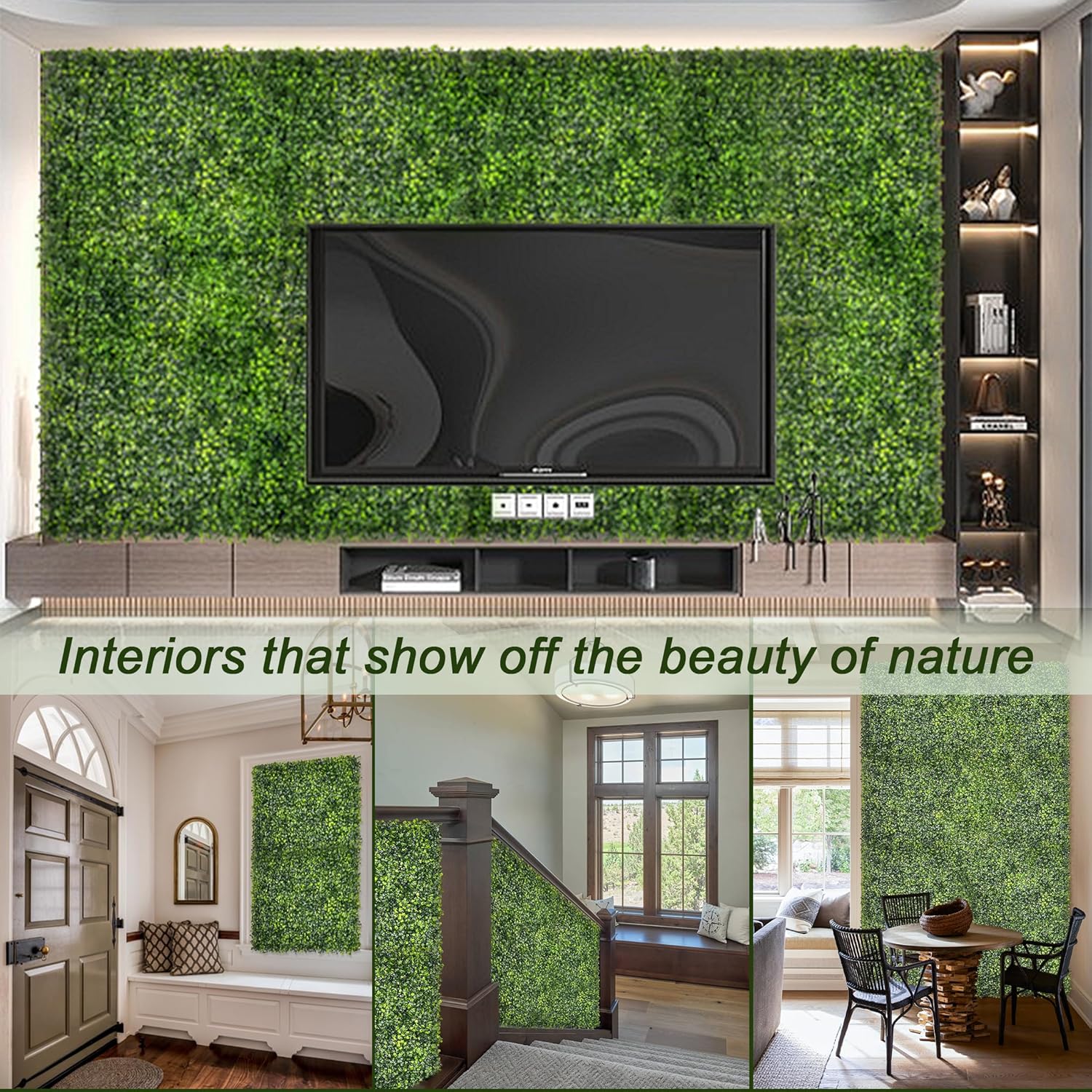 Artificial Grass Wall Panel Backdrop: 20"x20"(12P) UV-Anti Greenery Faux Boxwood Hedge for Indoor Outdoor Green Decor & Backyard Background Decorations Fence Covering Privacy