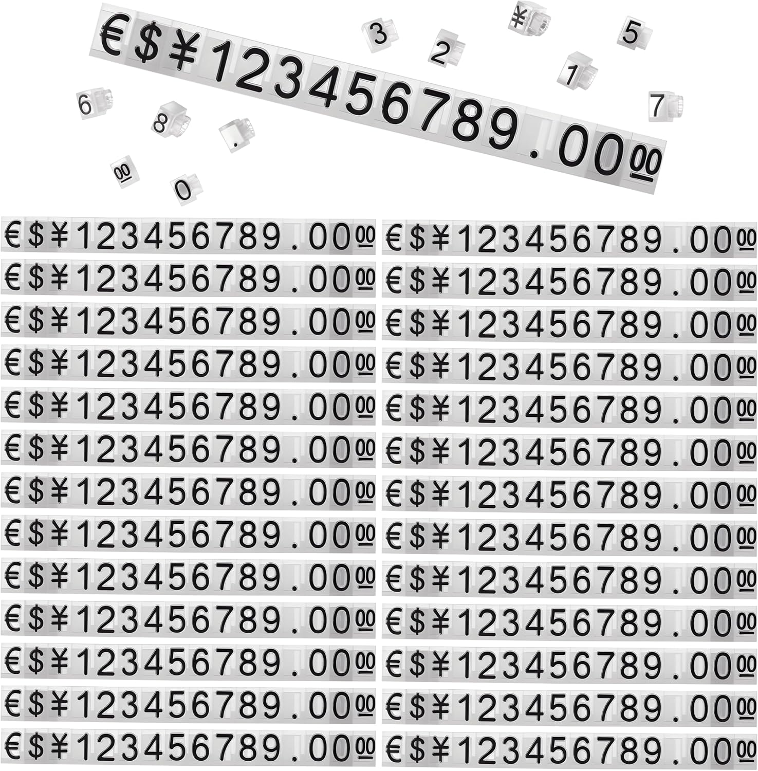 ニュープライスキューブセット S 透明/黒字 プライス表示 価格表示 ｜ 商品紹介 ｜ 株式会社友屋 SUQ I OME 50 セット 価格表示キューブ 数字 文字 値札 キューブ ブロック 調節可能 ドルディスプレイ スタンド スモ