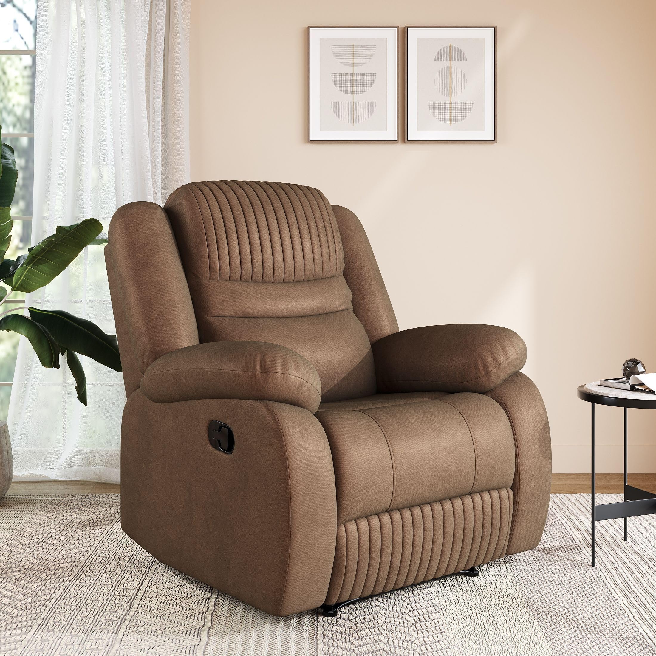 Amazon Brand - Solimo Restora | Single Seater Sofa Recliner | Manual Recliner (Velvet_Brown)-image-7