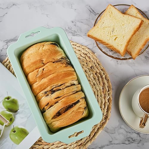 Miniatura 3 de MacaRio Moldes de silicona para hornear pan con tapa, juego de 2 sartenes antiadherentes de gran capacidad de 4 libras para panes caseros, pasteles,