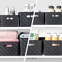 Vista 4 de BINO Cestas de Almacenamiento de Plástico Pequeñas - Negro LA COLECCIÓN ESTABLE Almacenamiento Multiusos Organizador de Gabinete Rectangular