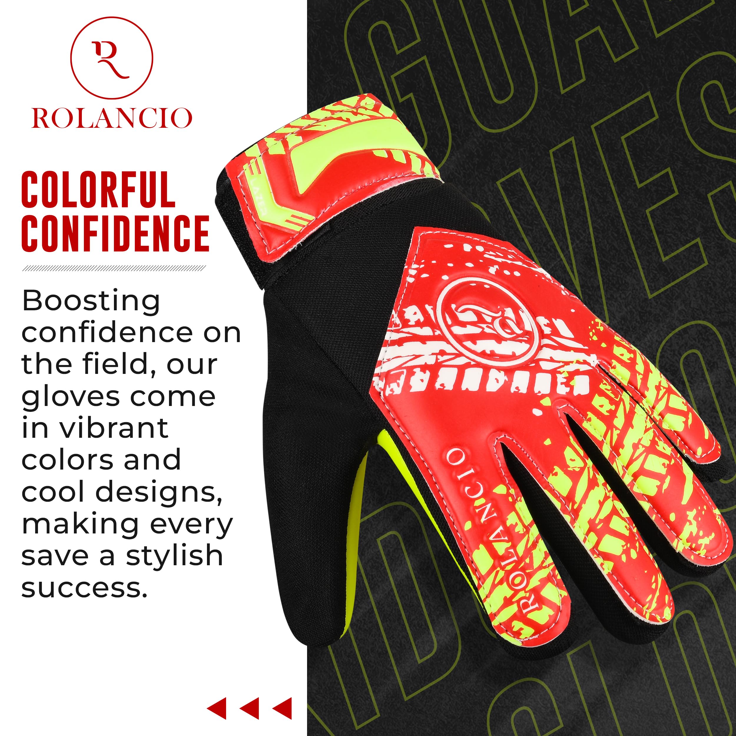 ROLANCIO Goalkeeper Gloves, Yellow, 05 - Image 3