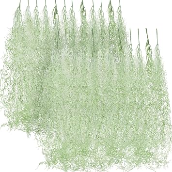 Cindeer 24 Pack Fake Spanish Moss Artificial Hanging Decoration Bulk Faux Greenery Moss Garland for Potted Wall Living Room Indoor Outdoor Decor43 Inch, 33 Inch,Light Gray