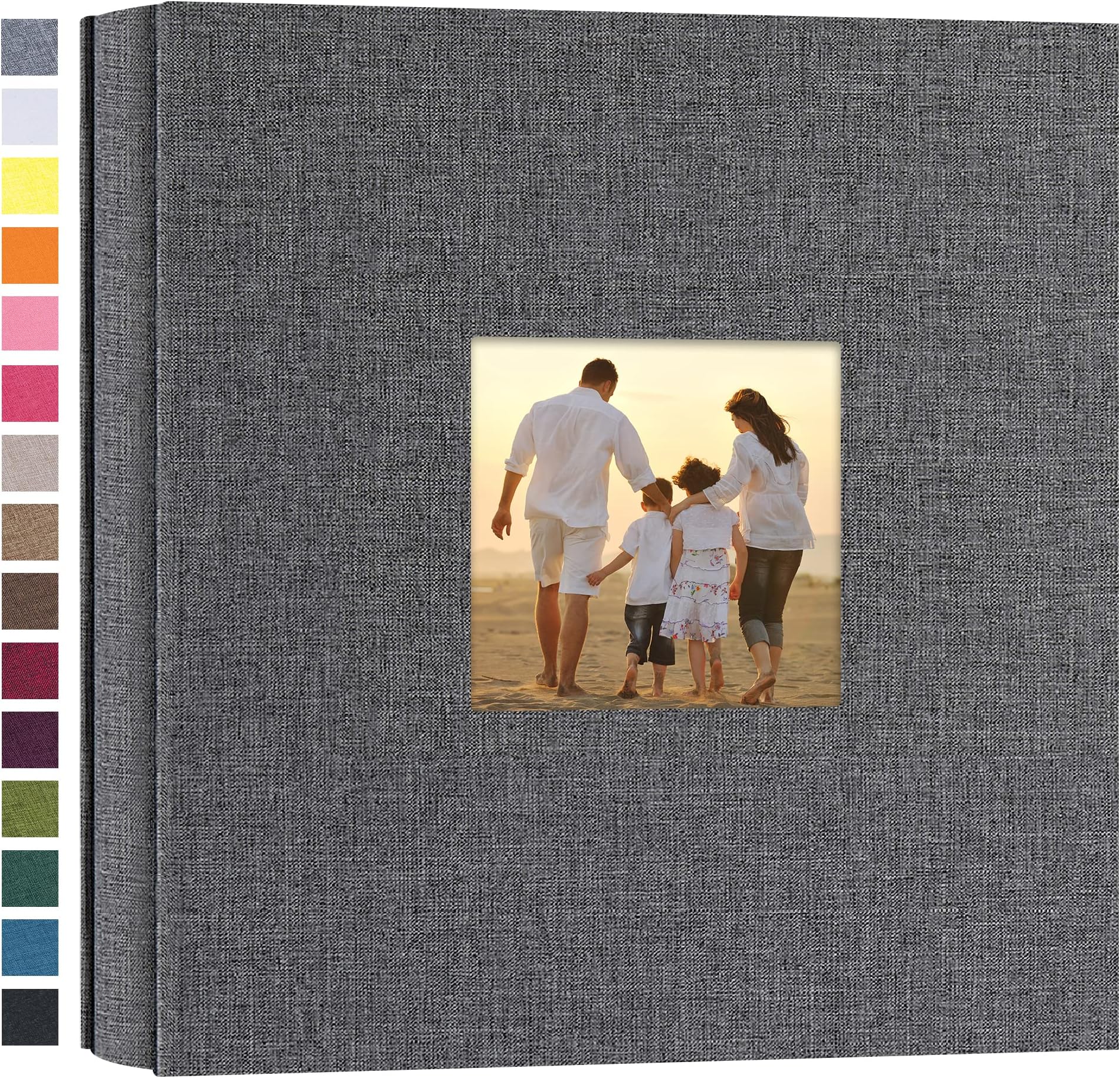 potricher Small Photo Album 4x6 200 Photos Linen Cover Picture Photo Book for Family Wedding Anniversary Baby Vacation (Gray,200 Pockets)
