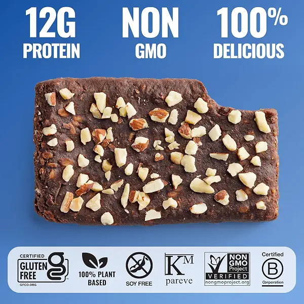 The GFB Dark Chocolate Almond Protein Bars - Gluten Free, Plant Based, Non GMO, Sustainably Made – Ridiculously Tasty, Healthy, Vegan, Nutrition Snack Protein Bars, 2.05 oz (12 Count) 4