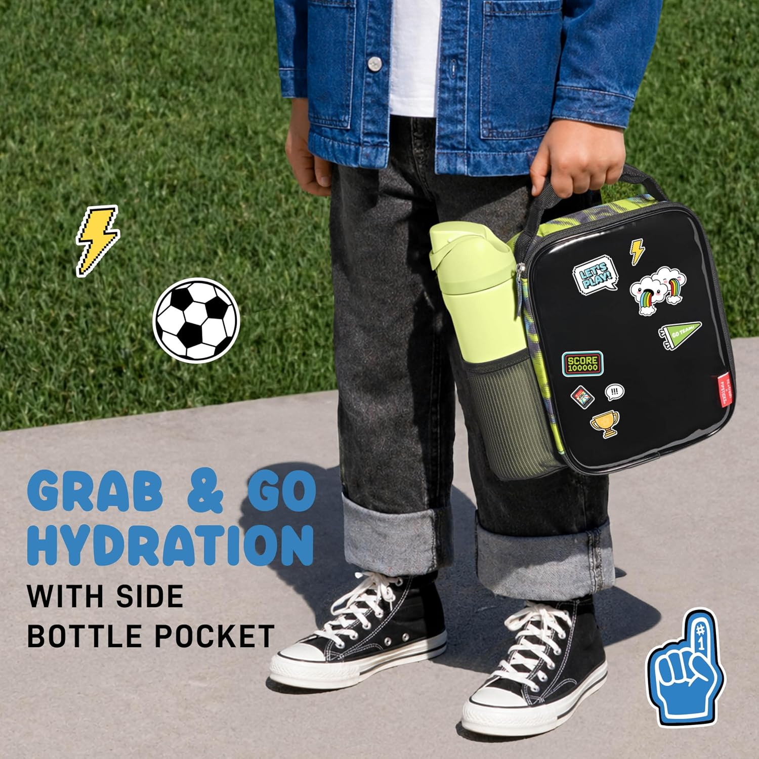 Fit & Fresh x Pipsticks® Insulated Kids Lunch Bag with Stickers | Customizable Lunch Box for School