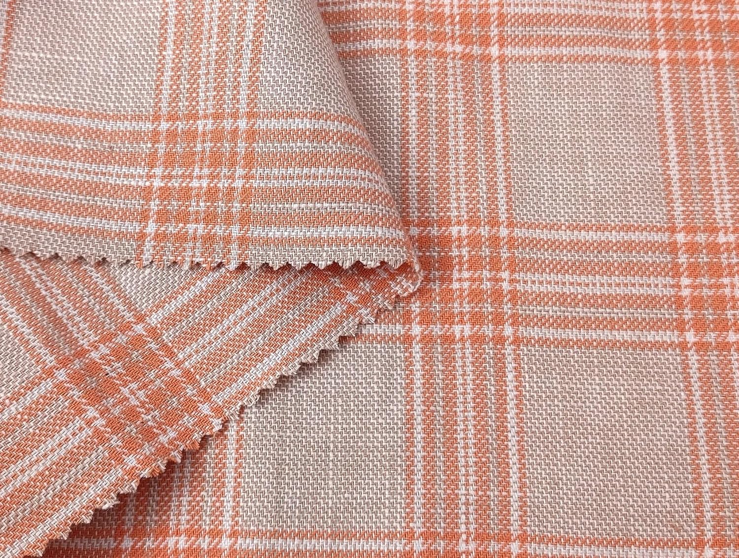 Linen Cotton Twill Plaid Fabric 6113 6114 Navy