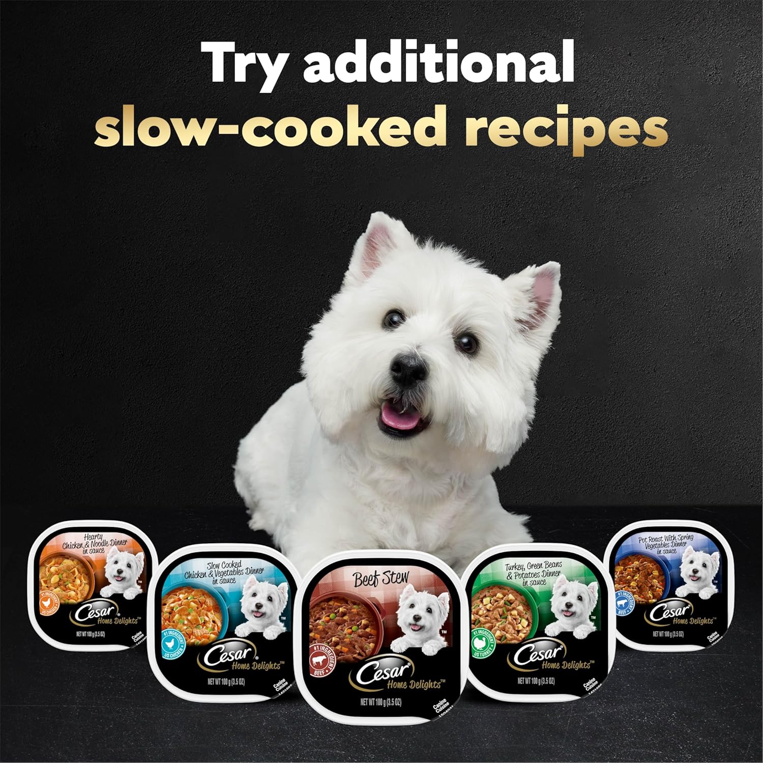 Cesar Home Delights Adult Wet Dog Food, Beef Stew Flavor, Wet Food for Dogs, 3.5 oz Tray, 24 Count