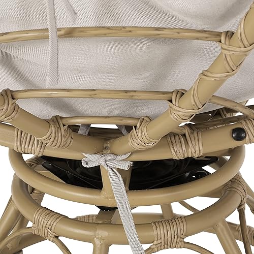 Miniatura 9 de Christopher Knight Home Nicholas Outdoor Papasan - Silla giratoria con cojín resistente al agua, marrón claro y beige