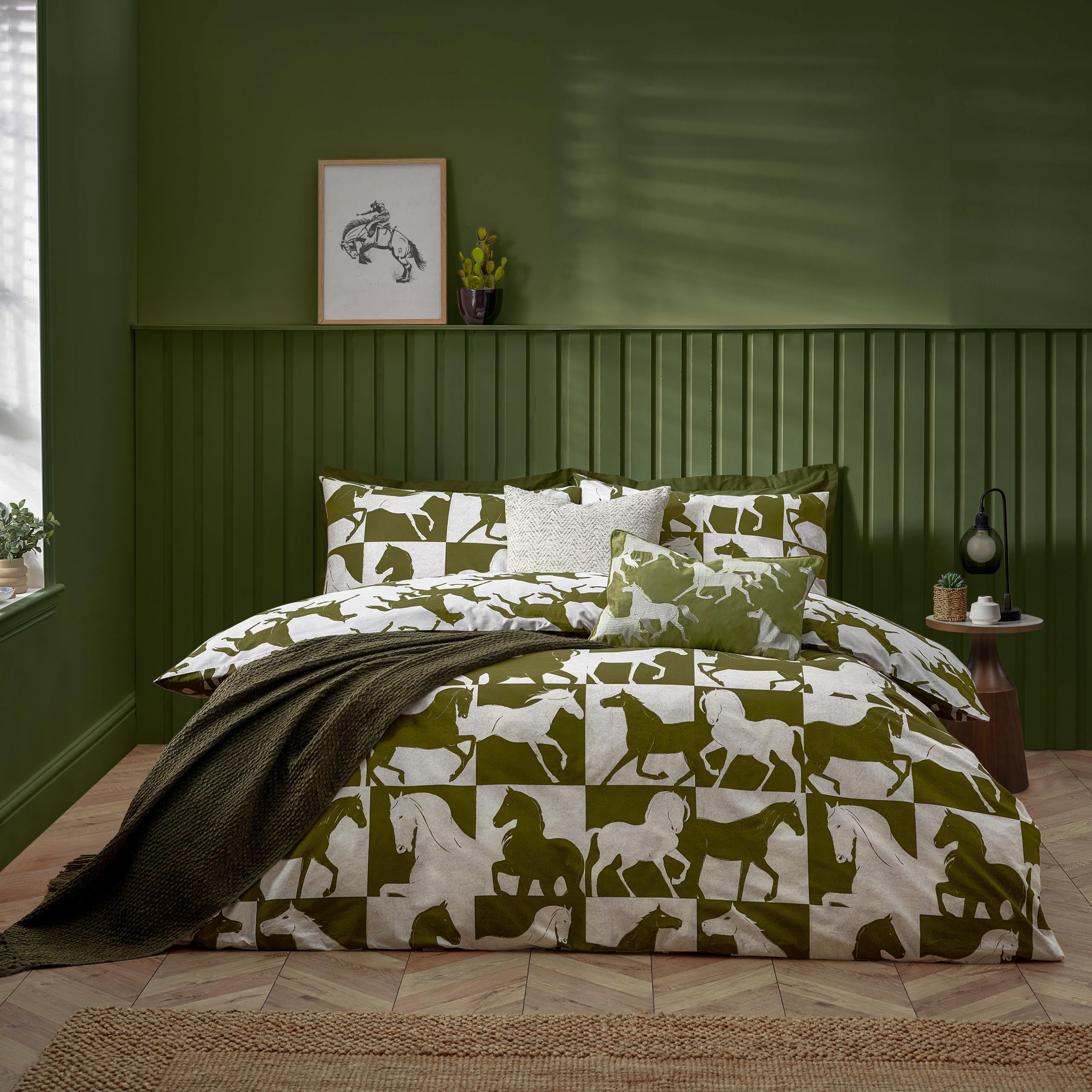 Furn. Herve Reversible Duvet Set Green Super King