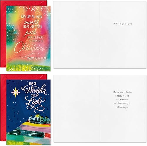 Miniatura 4 de Hallmark - Surtido de tarjetas de Navidad religiosas en caja, Star of Wonder (36 tarjetas y sobres) rosa, azul, amarillo, verde, naranja