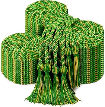 TFTAFAN 48 pcs Graduation Honor Cords Bulk 68" Grad Braided Honor Cord with Tassel for Commencement, Academic Achievements, School Ceremonies and Student Organizations Green and Gold