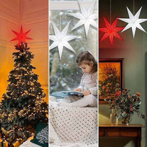 Miniatura 5 de GalaxyArts - Naxatra (rojo mediano 7 puntas) - Linterna de estrella de papel