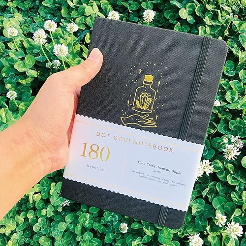 Vista 4 de BUKE Diario punteado, papel blanco de bambú de 6.35 ozm, cuadrícula de puntos de 0.197 x 0.197 in, 160 páginas, cuaderno de cuadrícula de puntos