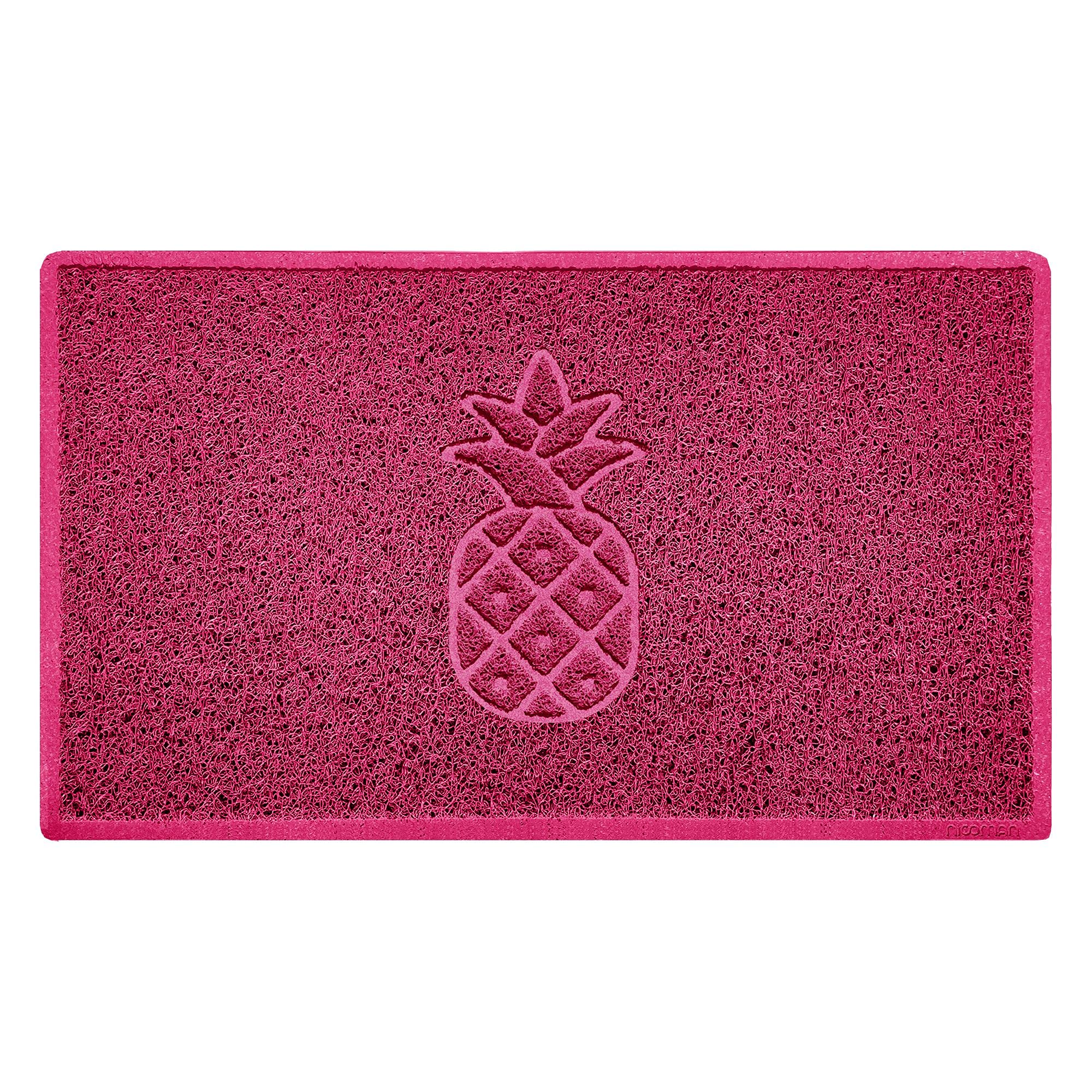 Nicoman Pink Pineapple Embossed Shape Door Mat Dirt-Trapper Washable Barrier Doormat-(Use Indoor Or Sheltered Outdoor)-(75X44cm/29.5X17.3inches,Medium)
