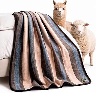 Alpaca & Merino Wool King Blanket, 100% Natural Heavyweight, Earth Tones